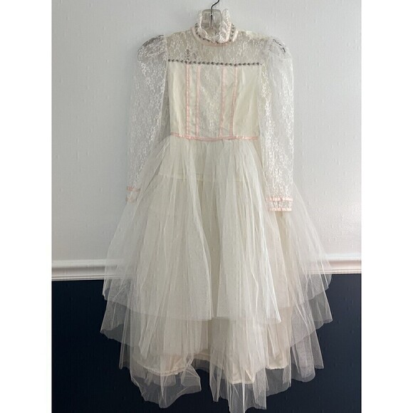 Vintage Jessica McClintock Lace Flower Girl Wedding First Communion Dress Size 8 - Picture 1 of 9